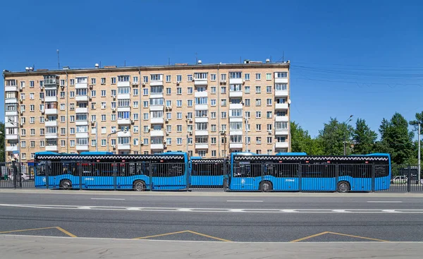 Moskau Russland Juni 2021 Moskauer Busse Parken Auf Dem Parkplatz — Stockfoto