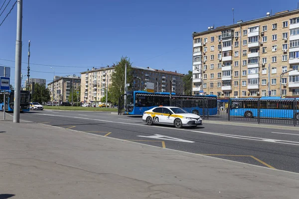 Moskau Russland Juni 2021 Moskauer Busse Parken Auf Dem Parkplatz — Stockfoto