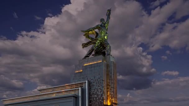 Moscow Russia June 2021 Famous Soviet Monument Rabochiy Kolkhoznitsa Worker — Stock Video