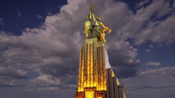 Moscow Russia June 2021 Famous Soviet Monument Rabochiy Kolkhoznitsa Worker — Stock Video