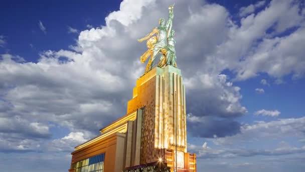 Moscow Russia June 2021 Famous Soviet Monument Rabochiy Kolkhoznitsa Worker — Stock Video