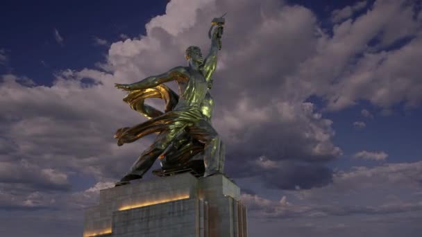 Москва Россия Июня 2021 Года Знаменитый Советский Памятник Рабочему Колхознице — стоковое видео