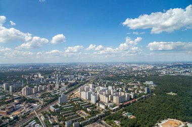 muhteşem havadan görünümü (340 m) Moskova, Rusya. Ostankino televizyon kulesinden göster