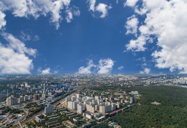 muhteşem havadan görünümü (340 m) Moskova, Rusya. Ostankino televizyon kulesinden göster