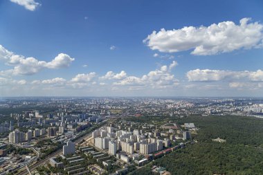 muhteşem havadan görünümü (340 m) Moskova, Rusya. Ostankino televizyon kulesinden göster