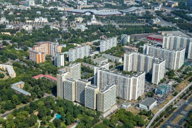 muhteşem havadan görünümü (340 m) Moskova, Rusya. Ostankino televizyon kulesinden göster
