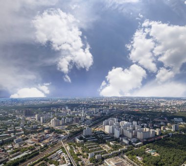 muhteşem havadan görünümü (340 m) Moskova, Rusya. Ostankino televizyon kulesinden göster