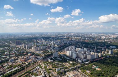 muhteşem havadan görünümü (340 m) Moskova, Rusya. Ostankino televizyon kulesinden göster
