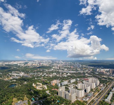 muhteşem havadan görünümü (340 m) Moskova, Rusya. Ostankino televizyon kulesinden göster
