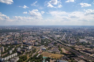 muhteşem havadan görünümü (340 m) Moskova, Rusya. Ostankino televizyon kulesinden göster