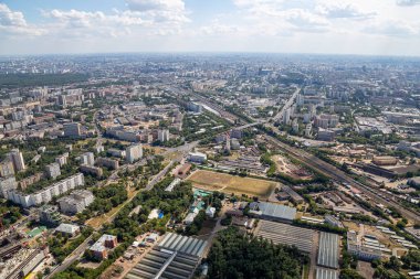 muhteşem havadan görünümü (340 m) Moskova, Rusya. Ostankino televizyon kulesinden göster