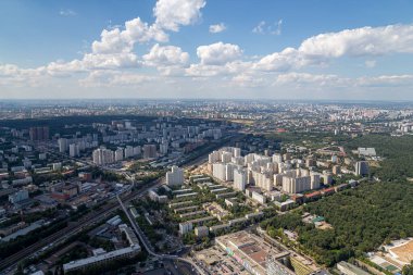 muhteşem havadan görünümü (340 m) Moskova, Rusya. Ostankino televizyon kulesinden göster