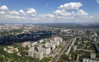 muhteşem havadan görünümü (340 m) Moskova, Rusya. Ostankino televizyon kulesinden göster