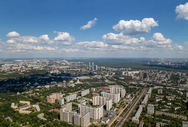 壮观的鸟瞰图 340 莫斯科 俄罗斯 查看从奥斯坦金诺电视塔 — 图库照片