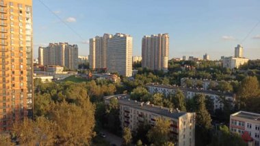 Moskova 'nın havadan görünüşü, yerleşim alanı Cheryomushki, Rusya.