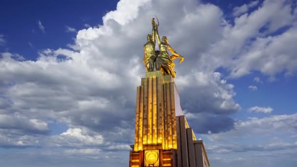 Famoso Monumento Sovietico Rabochiy Kolkhoznitsa Lavoratore Kolkhoz Donna Lavoratore Contadino — Video Stock
