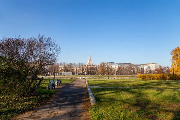 Edificio Principale Lomonosov Moscow State University Sparrow Hills Giorno Estate — Foto Stock