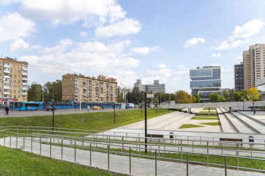 MOSCOW, RUSSIA - SEPTEMBER 13, 2021: İkamet alanı (cheryomushki bölgesi, metro istasyonu Profsouznaya yakınları) 