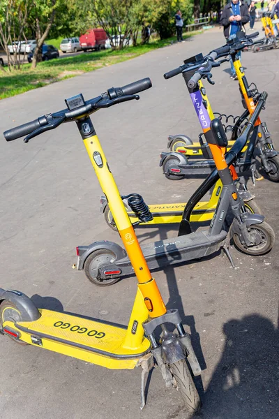 Moscow Russia September 2021 Electric Scooters Street City Rental Service — Stock Photo, Image
