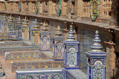 plaza de espana ünlü seramik dekorasyon (1929 latin Amerika sergi mekanı idi), sevilla, İspanya
