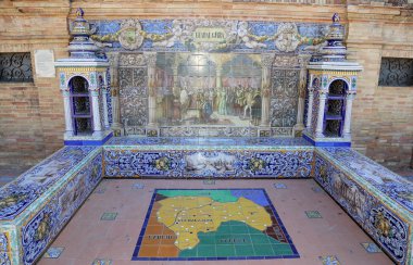 plaza de espana ünlü seramik dekorasyon (1929 latin Amerika sergi mekanı idi), sevilla, İspanya