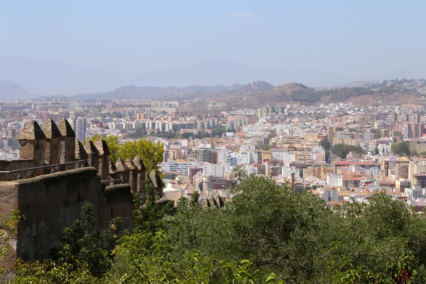 Kasteel van Gibralfaro en luchtfoto van malaga, in Andalusië, Spanje — Stockfoto