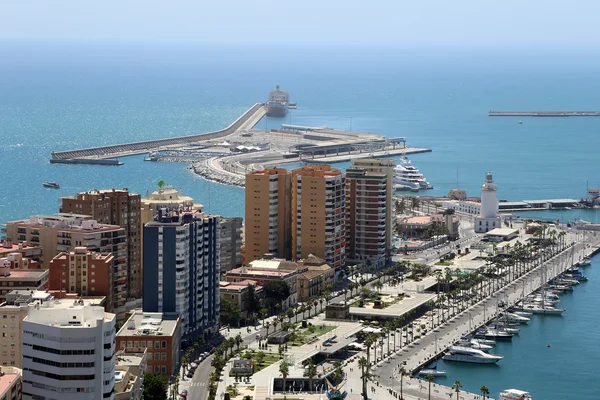 Malaga, Andalúzia, Spanyolország. a légi felvétel a város — Stock Fotó