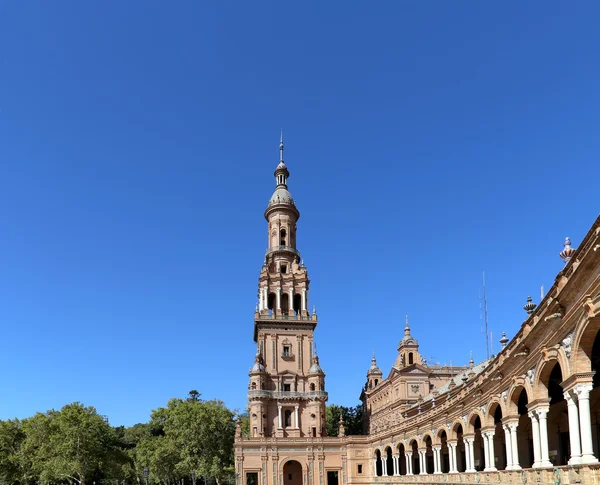 Famosa Plaza de Espana (foi palco da Exposição Latino-Americana de 1929) Praça Espanhola em Sevilha, Andaluzia, Espanha — Fotografia de Stock