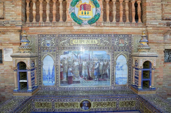 Famosa decoración cerámica en Plaza de España (sede de la Exposición Latinoamericana de 1929), Sevilla, España —  Fotos de Stock