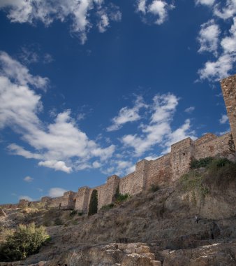 gibralfaro Dağı'nda Alcazaba castle. Malaga, Endülüs, İspanya. Burayı unesco dünya mirası ilan