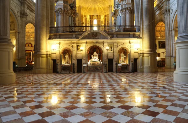 Interiör katedralen i malaga--är en renässans kyrka i staden malaga, Andalusien, södra Spanien. Det byggdes mellan 1528 och 1782, interiören är också i renässansstil — Stockfoto