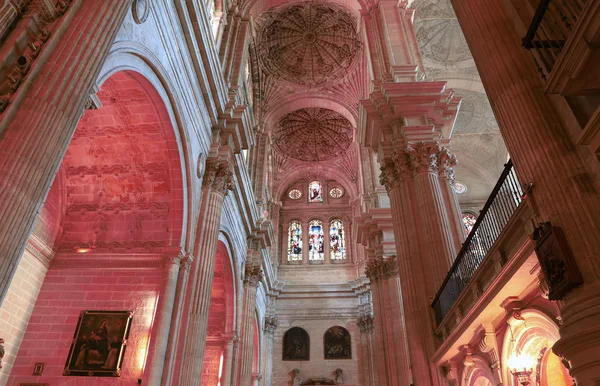 The interior Cathedral of Malaga--is a Renaissance church in the city of Malaga, Andalusia, southern Spain. It was constructed between 1528 and 1782, its interior is also in Renaissance style — Stock Photo, Image