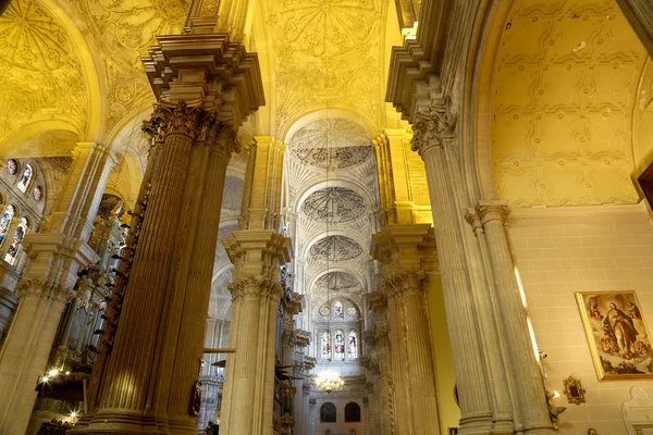 Interiör katedralen i malaga--är en renässans kyrka i staden malaga, Andalusien, södra Spanien. Det byggdes mellan 1528 och 1782, interiören är också i renässansstil — Stockfoto