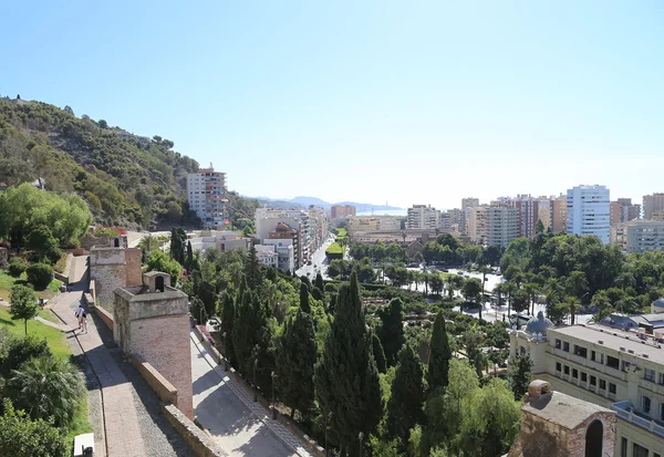 Malaga v Andalusii, Španělsko. Letecký pohled na město — Stock fotografie