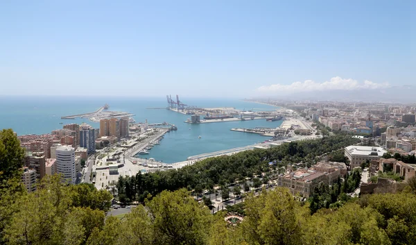 Malaga, Andalúzia, Spanyolország. a légi felvétel a város — Stock Fotó