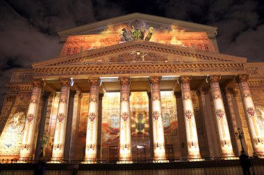 Uluslararası festival ışık çemberi için 13 Ekim 2014 Moskova, Rusya ışıklı gece büyük (Bolshoy) tiyatro