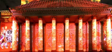 Uluslararası festival ışık çemberi için 13 Ekim 2014 Moskova, Rusya ışıklı gece büyük (Bolshoy) tiyatro