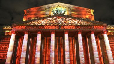Uluslararası festival ışık çemberi için 13 Ekim 2014 Moskova, Rusya ışıklı gece büyük (Bolshoy) tiyatro