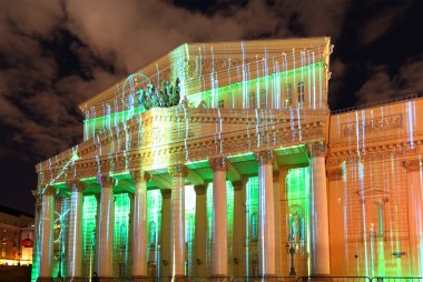 Uluslararası festival ışık çemberi için 13 Ekim 2014 Moskova, Rusya ışıklı gece büyük (Bolshoy) tiyatro