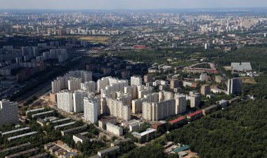 muhteşem havadan görünümü (340 m) Moskova, Rusya. Ostankino televizyon kulesinden göster