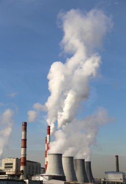 Santral duman yığınlar, Moskova, Rusya ile yanan kömür