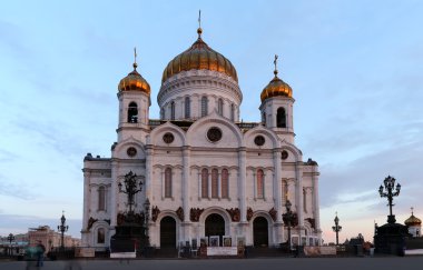 Mesih İsa Katedrali (gece görünümü), Moskova, Rusya Federasyonu