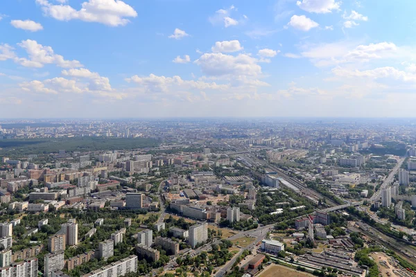 Látványos légi felvétel (340 m), Moszkva, Oroszország. Nézd a Osztankinói tévétorony — Stock Fotó