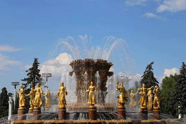 Fontän vänskap nationernas (1951-54, projektera av fontänen av arkitekt K. Topuridze och G. Konstantinovsky)--Vdnkh (Allryska utställningscentret), Moskva, Ryssland — Stockfoto
