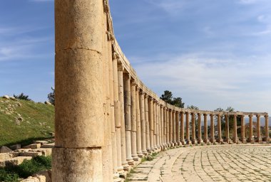 Forum (Oval Plaza)  in Gerasa (Jerash), Jordan. clipart