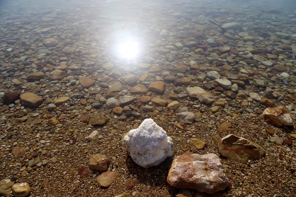 Cristalización de la sal en la costa del Mar Muerto, Jordania — Foto de Stock