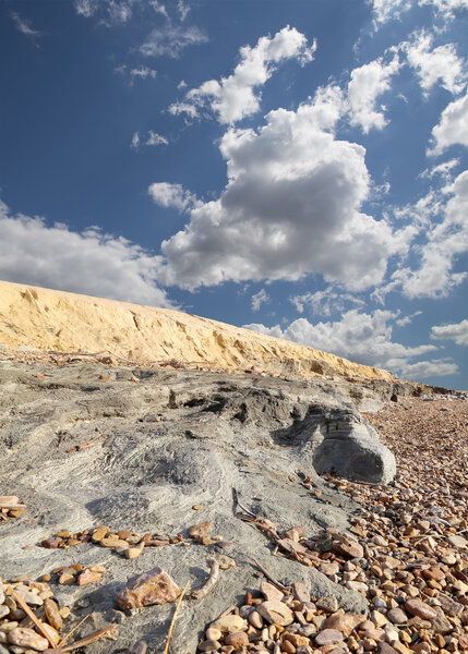 Medical mud on the shore of the Dead Sea, Jordan