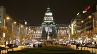 Night view of Wenceslas Square in the New Town of Prague, Czech Republic