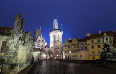 gece görüş charles Bridge, prague, Çek Cumhuriyeti