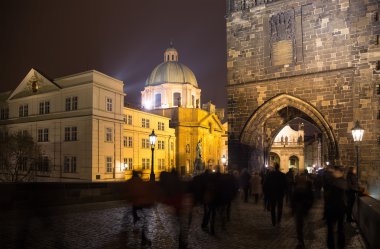 gece görüş charles Bridge, prague, Çek Cumhuriyeti